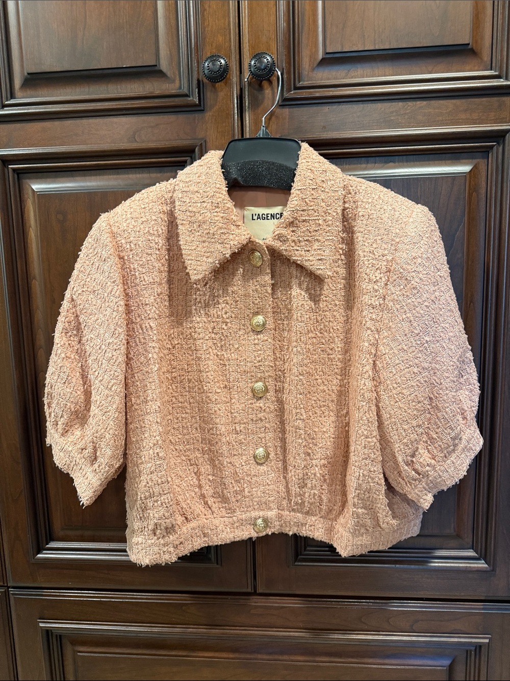 L'Agence Cove Dusty Rose Tweed Cropped Jacket NWT - Picture 6 of 8